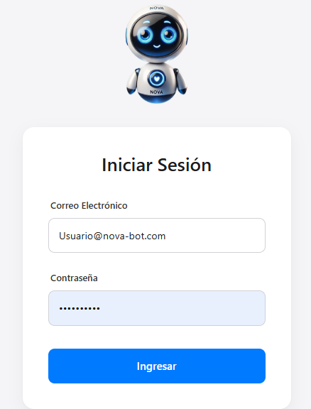 Pantalla de inicio de sesión con asistente Nova